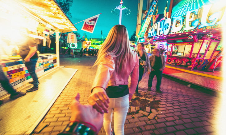 walking through amusement park with a girl picjumbo com | Male Value